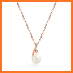 【新品】 [Pasurohu] ネックレス レディース K18 18金コーティング シルバー925 真珠 淡水パール 6.5mm 最高級キュービックジルコニア ペンダント 人気 華奢 ローズゴールド ゴールド プラチナ アジャスター付き 金属アレルギー対応 1