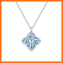 【新品】 [FH.bird] ブルートパーズ ネックレス レディース誕生石 11月「幸運のお守りです」 シルバー925 アレルギー対応 錆びないネックレス クローバー ペンダント おしゃれ シンプル プレゼント 高校生 女子 人気 誕生日プレゼント 1