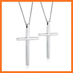 【新品】 [Rockyu] ブランド 十字架ペアネックレス カップル 人気ブランド ステンレス アレルギー対応 シルバー ブラック ピンクゴールド ファッション クロスネックレス 細い 十字架ペンダント (ペアーシルバー)