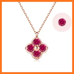 【新品】 [FH.bird] ルビー ネックレス レディース 金属アレルギー対応 「幸運のお守りです」 シルバー925 クローバー 錆びないネックレス 7月誕生石 ペンダント おしゃれ シンプル 女性 誕生日 プレゼント 1