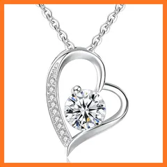 【新品】 [Angel's Closet] ネックレス レディース ハートデザイン ペンダント 天然石 ジルコン ハート シルバー925 金属アレルギー対応 お祝い 誕生日 プレゼント 人気 女性 可愛い ハート形 ギフトBOX ジュエリーポーチ付 ハート 1