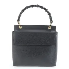 美品 ヴィンテージ オールド グッチ バンブー 3444 1887 レザー ハンドバッグ トート 本革 ブラック 黒 レディース RWM DJ21-1【中古】