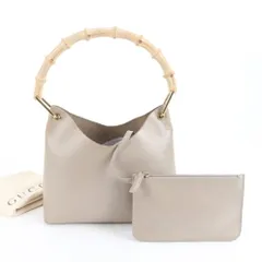 ヴィンテージ オールド グッチ ポーチ付 バンブー レザー ショルダーバッグ 肩掛け トート ハンド レディース REE DK31-8【中古】