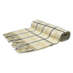 Joshua Ellis(ジョシュアエリス) マフラー美品  - アイボリー×ネイビー×イエロー チェック柄 カシミヤ