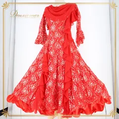 社交ダンス 衣装 スタンダード ドレス ワンピース パーティドレス prima boutique プリマブティック レッド系 赤 シルバー系 花柄 高品質 ドレス ふんわりスカート ラインストーン 結婚式 フォーマル パーティー イベント ダンス衣装 女性用