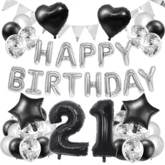 【送料無料】21歳 誕生日 バルーン 飾り付け 80CM21数字バルーン 組み合わせ HAPPY BIRTHDAYガーランド 数字風船紙ふぶき入り 男の子 男性 女の子 女性 パーティー サプライズ 紙吹雪風船 誕生日 デコレーションパーティー サプライズ 空