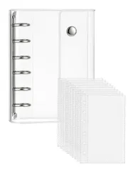 【送料無料】LightBeam シール帳 透明 A7 シールバインダー 詰め替え可能 リングファイル 6穴 【手軽に始める推し活デコ】 クリアファイル 10枚リフィル付き