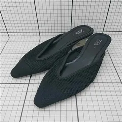 ◇ ⊂ ザラ ZARA メッシュ ポインテッドトゥ クリアヒール ミュール ブラック系 35 レディース E  【1601070005064】