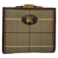 Burberry's(バーバリーズ) 2つ折り財布 - ダークブラウン×ベージュ×マルチ チェック柄/がま口 コットン、レザー