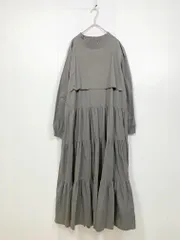 JUNOAH ジュノア セットアップ風 長袖 ティアード ロング ワンピース sizeM/グレー ■■レディース