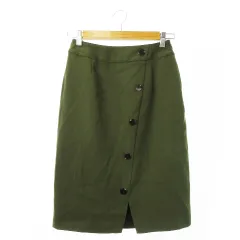 トゥエルブアジェンダ 12 Twelve Agenda スカート タイト ひざ丈 ハイウエスト ストレッチ トレンチ M 緑 カーキ /CK28