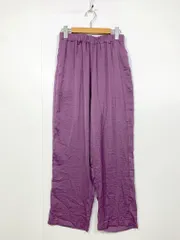 antiqua アンティカ ウエストゴム ストレート サテン パンツ sizeF/紫 ■■レディース