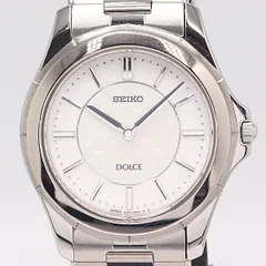 稼働 良品 セイコー ドルチェ 8J41-0AF0 QZ ホワイト/シルバー文字盤 メンズ腕時計 5930100 1PRT MST ABC18190