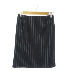 コムサモデルズ COMME CA MODELS スカート タイト ミニ ウールライク ストライプ きれいめ M 紺 ネイビー /AO10