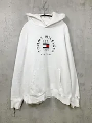 TOMMY HILFIGER トミーヒルフィガー 裏起毛 ロゴ プルオーバー パーカー sizeXL/白 ■■メンズ