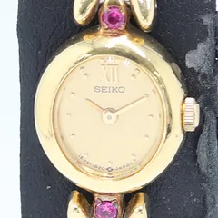 良品 稼働 セイコー 1E20-1820 QZ ゴールド文字盤 レディース 腕時計 0067100 1BJT MTY ABC18373
