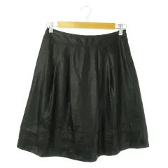 フィールドドリーム field/dream スカート フレア ひざ丈 ティアード ツヤ感 きれいめ シンプル W64 黒 ブラック /AO18