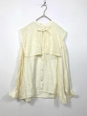 mily bilet ミウィビレット ビッグレース衿3wayキャンディスリーブ ブラウス シャツ sizeM/アイボリー ■■レディース