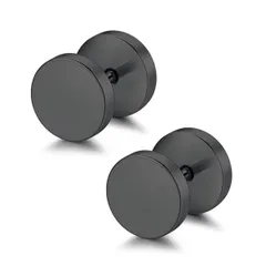 ピアス メンズ シンプル メンズピアス 黒 6mm サージカルステンレス スタッドピアス つけっぱなし ネジ式 ジュエリー 男女兼用 両耳用 キャッチ 人気 おしゃれ プレゼント レディース ファーストピアス ブラック 2個セット