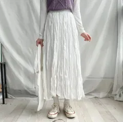 白シャーリング ロング丈スカート