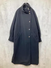 美品 Alma Design アルマデザイン フェイクウール スタンドカラー ロング コート sizeM/黒 ◆■レディース