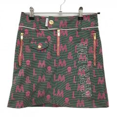 超美品】マークアンドロナ スカート ダークグリーン×ピンク ロゴ