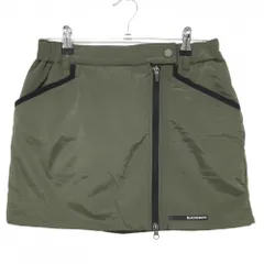 【超美品】ブラックアンドホワイト 中綿スカート カーキ×黒 フロントジップ 裾ロゴ ナイロン  レディース M ゴルフウェア Black＆White