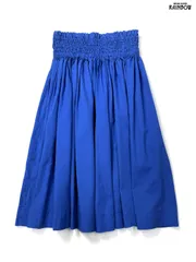 古着 無地 コットン 膝丈 スカート 青 (btu2601078)