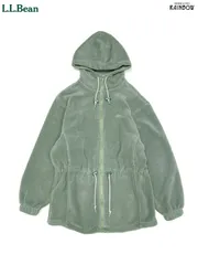 古着 L.L.Bean エルエルビーン 前開き 無地 ワンポイント ブランドロゴ 刺繍 フリース 長袖 アウター ヘビージャケット 緑 (ttu2510151)