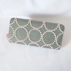 ✿完成参考 本革ギャルソン長財布 タンバリン ベージュ×ブラウン ミナ