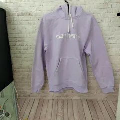 【TAKA70-18】◇ CARHARTT カーハート ｢ロゴ刺繍デザイン 裏起毛 プルオーバー 厚手 パーカー｣ レディース S パープルのサムネイル