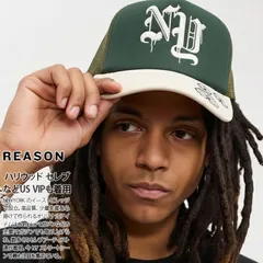 REASON キャップ メッシュキャップ NYロゴ バロック柄トラッカーキャップ  刺繍 メンズ レディース 春夏秋冬用 グリーン 大きいサイズ リーズン 帽子 cap 深め スナップバックキャップ 2トーン 花柄 b系 ヒップホップ ファッション  F512