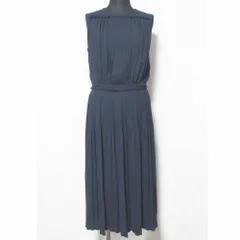 美品 CELFORD セルフォード プリーツ ドレス ワンピース CWFO192028 サイズ38 ネイビー レディース 古着 中古 USED