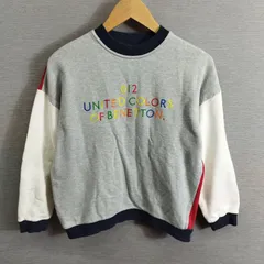UNITED COLORS OF BENETTON ユナイテッドカラーズオブベネトン スウェット トレーナー 長袖 フロント カラフル マルチカラー 刺繍 配色 古着 ヴィンテージ グレー系  L A793
