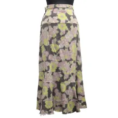 美品 02AW tricot COMME des GARCONS トリココムデギャルソン ウール 花柄 ロング フレア スカート 切りっぱなし サイズS レディース 古着 中古 USED