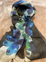 ストール ショール スカーフ マフラー ブルー青色 蝶自然ネイチャー長さ　約187センチ 横幅　約60センチ レディース（lady's LADYS）女性用、婦人 ウィメンズ（women’s） メンズ（men’s）男性用、紳士 ユニセックス男女兼用