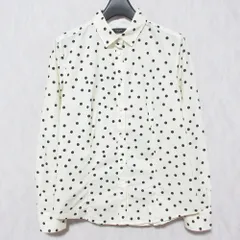 美品 Paul Smith BLACK ポールスミス ブラック ドット柄シャツ サイズ38 アイボリー×ブラック レディース 古着 中古 USED