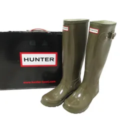美品 HUNTER ハンター レインブーツ ロングブーツ 長靴 UK5 24.0cm程度 ブラウンベージュ レディース 古着 中古 USED