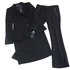 未使用 BURBERRY LONDON バーバリーロンドン 裏ノバチェック テーラードジャケット スカート パンツ ３点セット スーツ 38 ブラック レディース 古着 中古 USED