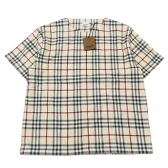 未使用 BURBERRY バーバリー ノバチェック コットン100％ パイル地 カットソー Tシャツ 半袖 クルーネック M ベージュ メンズ 古着 中古 USED