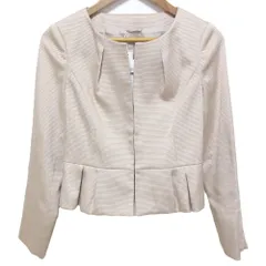 未使用 ANAYI アナイ ノーカラー ペプラムジャケット 36  ベージュ レディース 古着 中古 USED