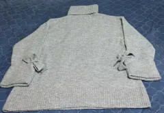 ZARA オーバーサイズ 袖紐 タートルネック ニット グレー (S)