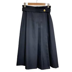 未使用 ANAYI アナイ ハイウエスト ミモレ丈 ベルテッド フレアスカート 36 ネイビー  レディース 古着 中古 USED