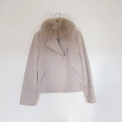 美品 Apuweiser-riche アプワイザーリッシェ フォックスファー ウール コート 2 ベージュ レディース 古着 中古 USED