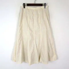 シンプルライフ SIMPLE LIFE スカート フレアスカート マーメイド リネン コットン 綿麻 ミモレ丈 M 生成り アイボリー