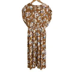 美品 BEAUTY&YOUTH ビューティーアンドユース フラワープリントワンピース ブラウン レディース 古着 中古 USED