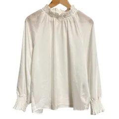 美品 BLUE LABEL CRESTBRIDGE ブルーレーベルクレストブリッジ ギャザーカラー ロングスリーブブラウス 36 ホワイト レディース 古着 中古 USED