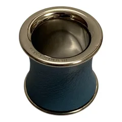 新品同様 HERMES エルメス レザー×メタル スカーフリング ブルー レディース 古着 中古 USED