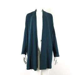 ナチュラルビューティーベーシック NATURAL BEAUTY BASIC カーディガン ニット トッパー 羽織り 長袖 M 青緑 ブルーグリーン