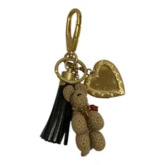 良品 DOLCE&GABBANA ドルチェ＆ガッバーナ ドッグ タッセル ハート バッグ チャーム キーホルダー ブラウン ゴールドカラー ブラック レディース 古着 中古 USED
